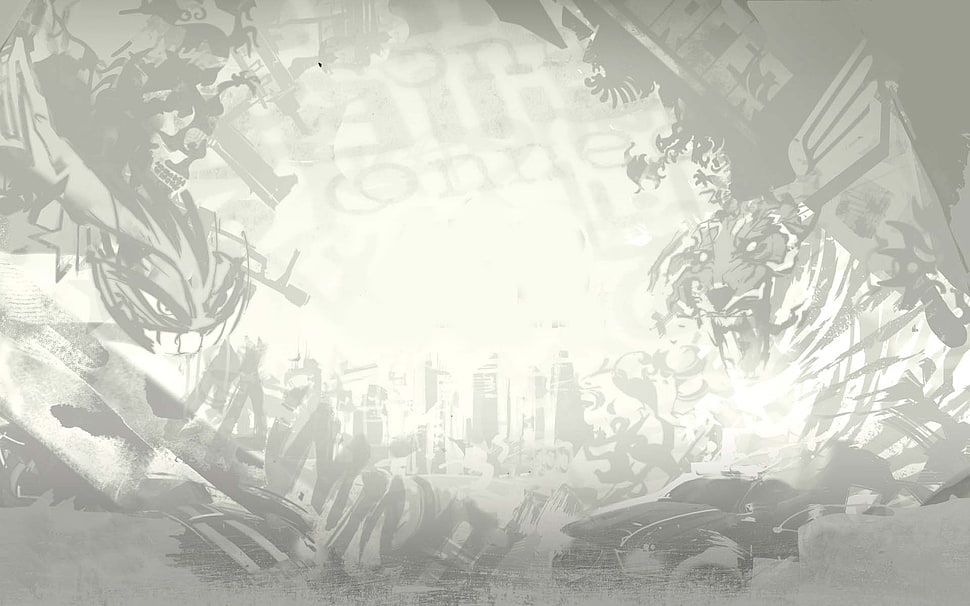 gray and white abstract painting HD wallpaper