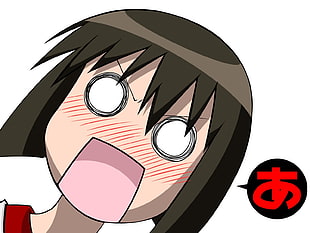 brown-haired shocked anime character illustration
