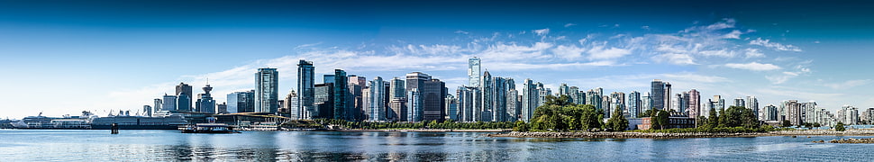 landscape photo of city, panorama, cityscape, city, ultrawide HD wallpaper