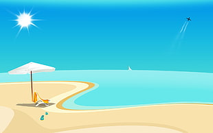 blue beach during daytime esketch HD wallpaper