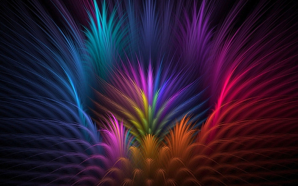 multicolored feather wallpaper, feathers, colorful, abstract HD wallpaper