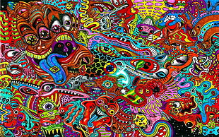 multicolored doodle painting HD wallpaper