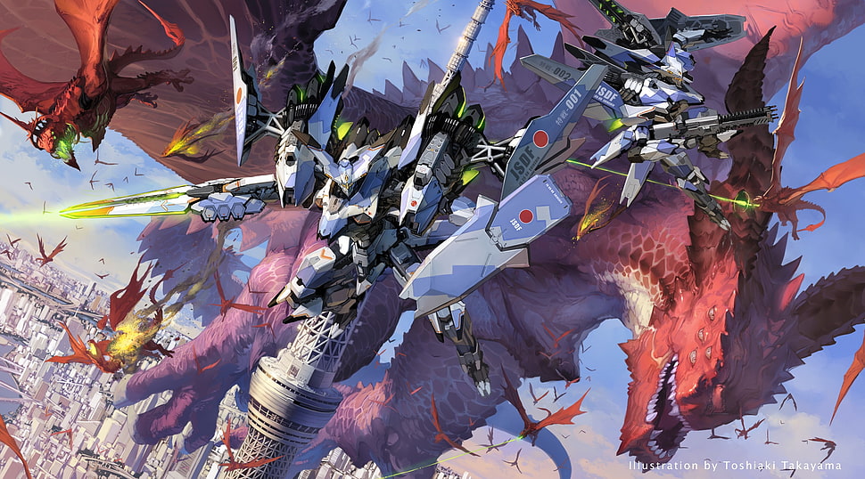 red dragon wallpaper, dragon, mech HD wallpaper