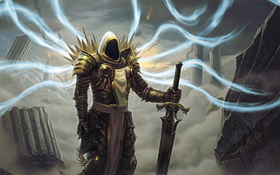 man with sword anime character, video games, Diablo III, Tyrael, Diablo