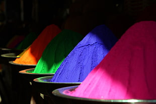 multicolored powders