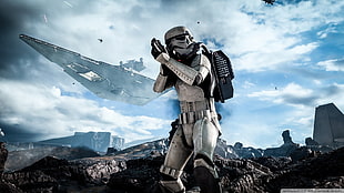 Star Wars Battlefront poster, Star Wars, Storm Troopers, CGI, Star Destroyer HD wallpaper