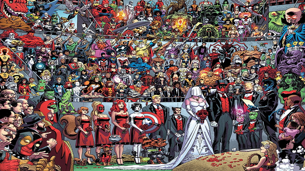 Marvel Deadpool Wedding day painting, Deadpool, Marvel Comics, comics HD wallpaper