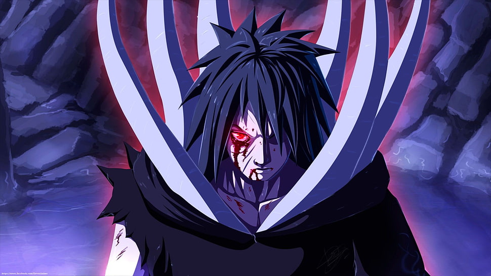 Naruto Shippuuden, Uchiha Obito, Sharingan, wounds HD wallpaper