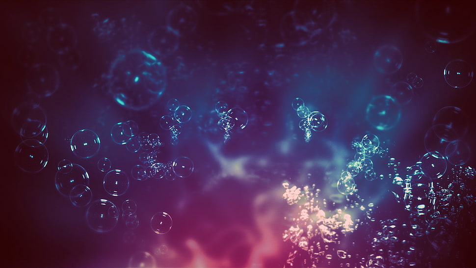 dew drops, abstract, bubbles, gradient, digital art HD wallpaper