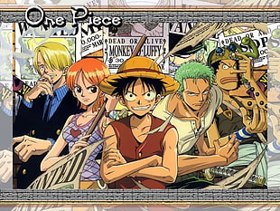 One Piece poster, One Piece, Monkey D. Luffy, Sanji, Nami