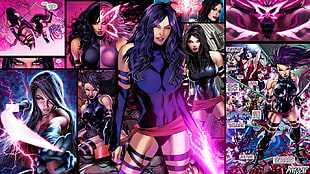 Comic character collage, Psylocke HD wallpaper