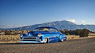 classic blue coupe, car, blue cars, Hot Rod, Chevy