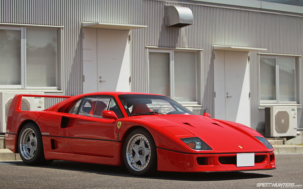 red and black car bed frame, Ferrari, Ferrari F40, car, red cars HD wallpaper