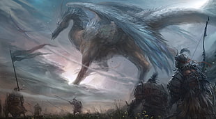 gray dragon digital wallpaper, fantasy art, artwork, dragon