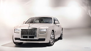 white Rolls Royce car, Rolls-Royce Ghost, car, luxury cars, British cars