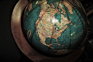 blue desk globe, Globe, Antiques, Map