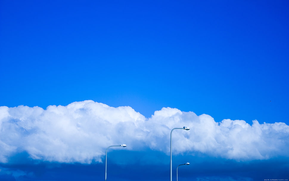 white street light, clouds HD wallpaper