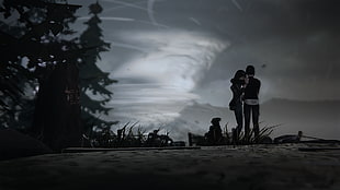 silhouette photo of two persons near tree, Life Is Strange, Max Caulfield, Chloe Price