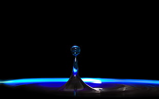 macro photography of droplet bouncing over water HD wallpaper