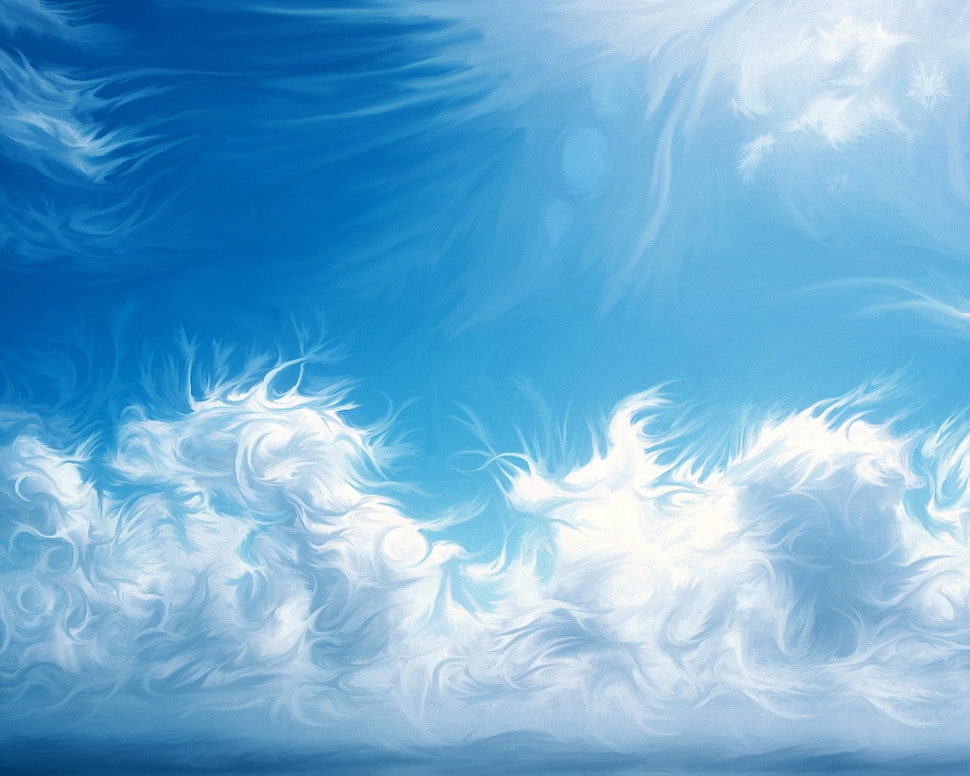 white and blue abstract painting HD wallpaper