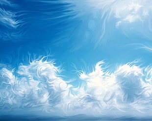 white and blue abstract painting