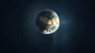 planet Earth with black background, space, Earth, planet, space art