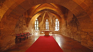 Credence table, castle, church, interior, cross
