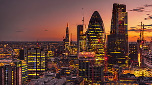 landscape photography of high rise building during golden hours HD wallpaper
