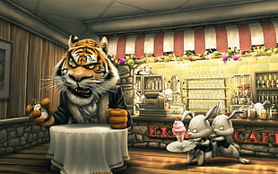 brown bengal tiger illustration HD wallpaper