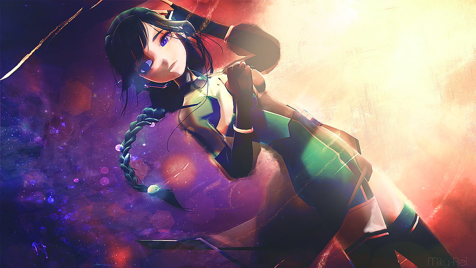 black-haired female anime character HD wallpaper