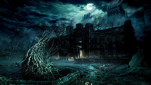 horror castle illustration