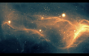 orange and black galaxy wallpaper, space, TylerCreatesWorlds, space art, nebula HD wallpaper