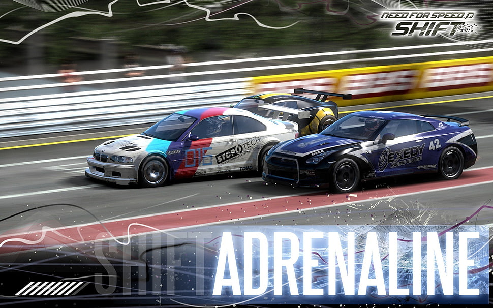 three racing cars HD wallpaper