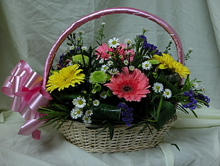 flowers in basket HD wallpaper