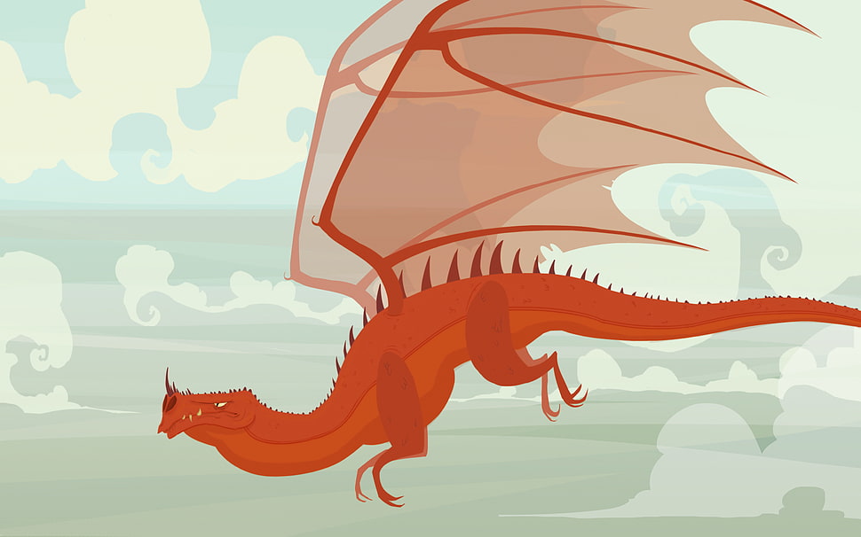 red dragon artwork, dragon, fantasy art, artwork HD wallpaper
