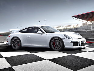 white Porsche Carrera HD wallpaper