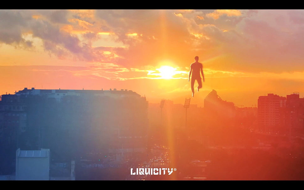 Liquicity illustration, sunset, artwork, floating, digital art HD wallpaper