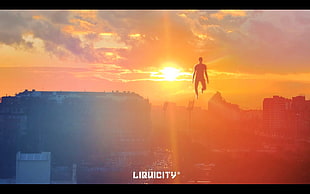 Liquicity illustration, sunset, artwork, floating, digital art