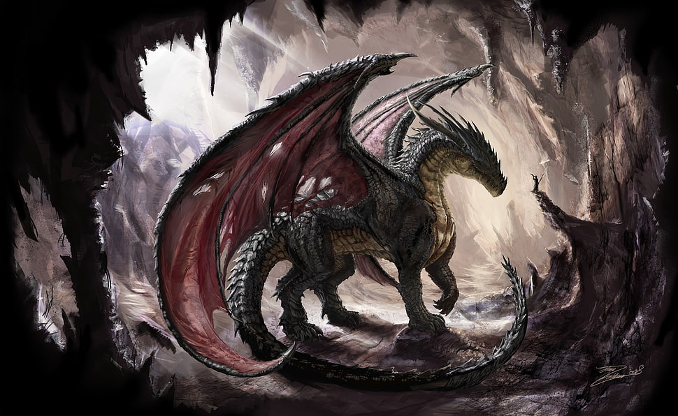 gray Dragon animation HD wallpaper