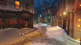 brown wooden dresser with mirror, KINGSROW, Overwatch, Christmas