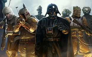 Star Wars Villain wallpaper, Star Wars, Darth Vader, Boba Fett, bounty hunter HD wallpaper