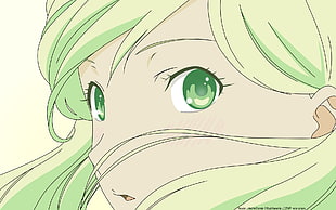green-haired female anime character HD wallpaper