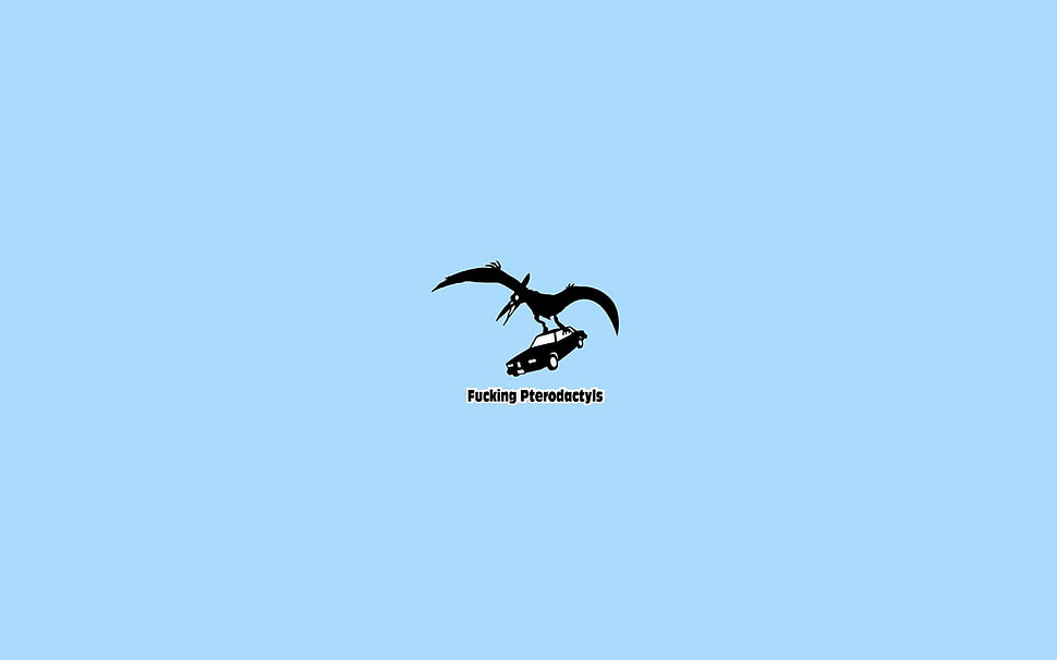 Fucking Pterodactyl logo, minimalism, text, humor, dinosaurs HD wallpaper