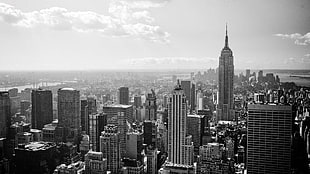 grayscale photo of high rise building, New York City, building, cityscape, USA