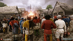 orange long-sleeved top illustration, video games, Kingdom Come: Deliverance, fire, Warhorse Studios