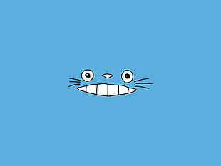 cat face illustration, Totoro, My Neighbor Totoro, blue, face