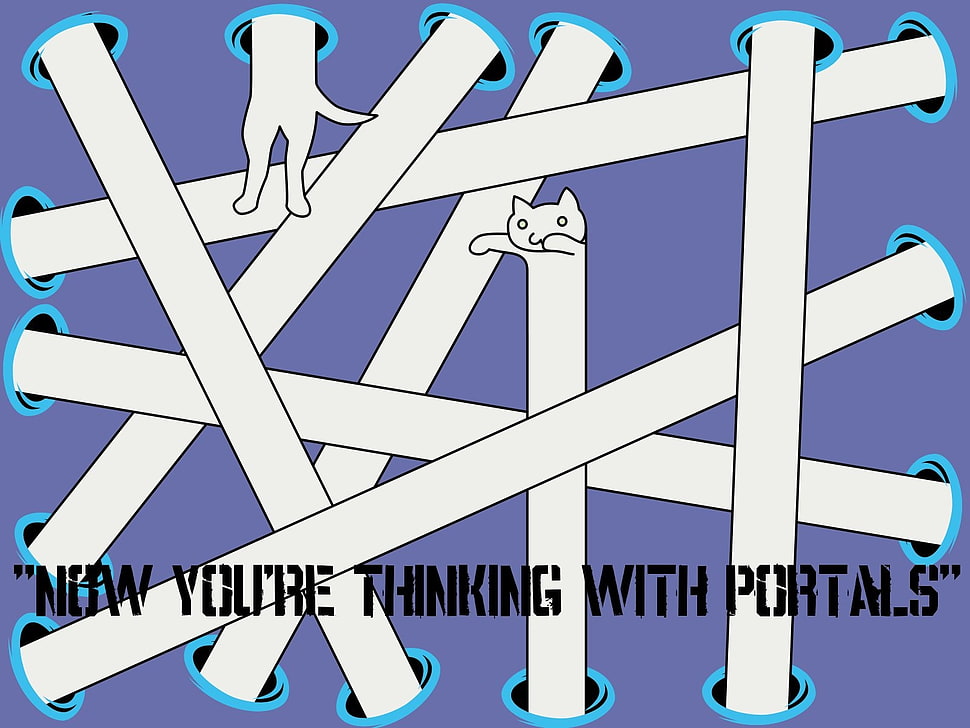 now you're thinking with portals text, Portal (game) HD wallpaper