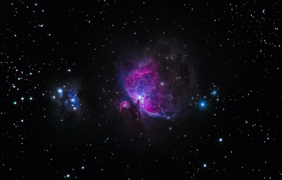 purple, blue, and black galaxy digital photo HD wallpaper