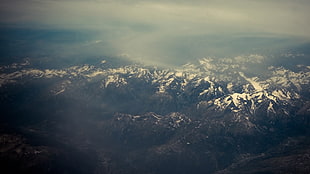 birds eye view of mountain HD wallpaper