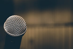 selective focus photo of microphone
